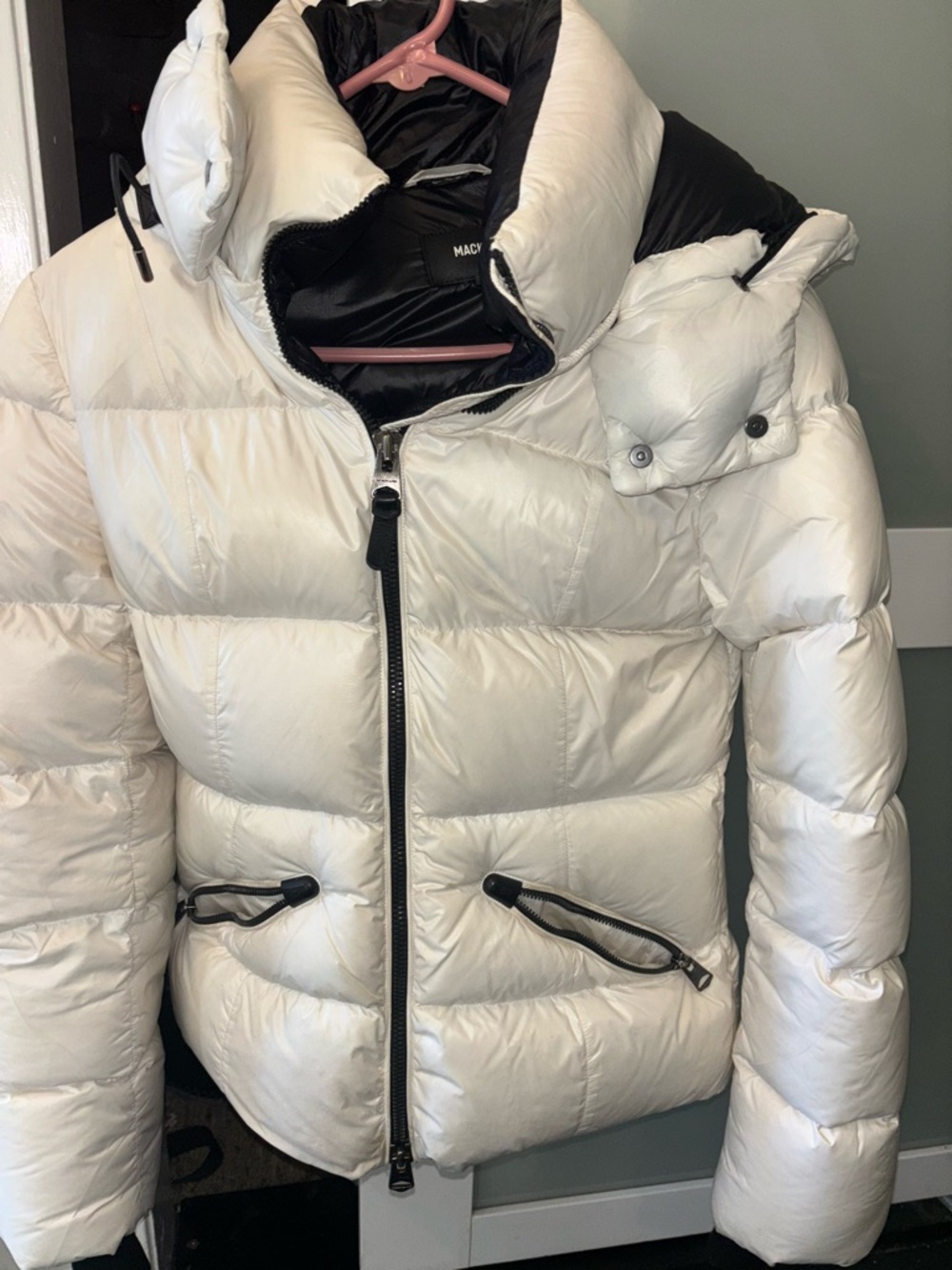 Mackage White Quilted Puffer Jacket with Black Lining